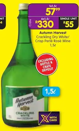 Shoprite Autumn Harvest Cracking Dry White/Crisp Perlé Rosé Wine offer
