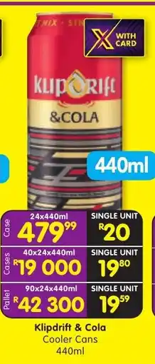 Shoprite Klipdrift & Cola Cooler Cans offer