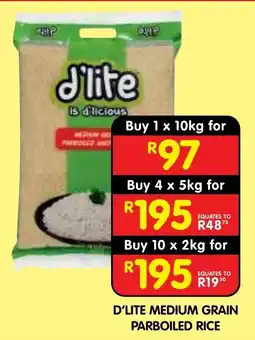 Shoprite D'LITE MEDIUM GRAIN PARBOILED RICE offer