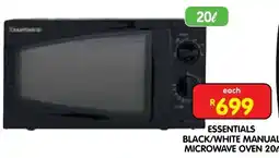 Shoprite Essentials Black/White Manual Microwave Oven 20L offer