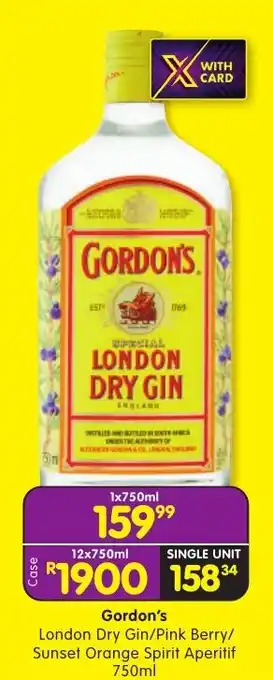 Gordon's London Dry Gin/Pink Berry/ Sunset Orange Spirit Aperitif