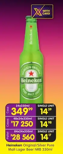 Shoprite Heineken Original/Silver Pure Malt Lager Beer offer