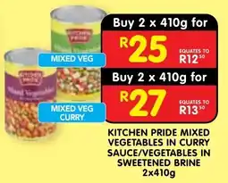 Shoprite Kitchen Pride Mixed Vegetables in Curry Sauce/Vegetables in Sweetened Brine offer