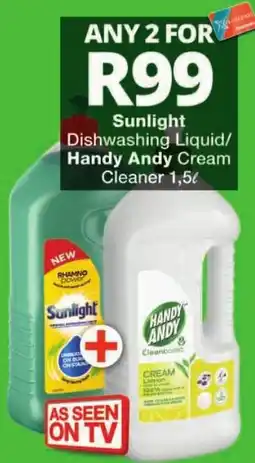 Checkers Sunlight Dishwashing Liquid/Handy Andy Cream Cleaner offer