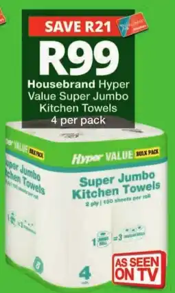 Checkers Housebrand Hyper Value Super Jumbo Kitchen Towels offer