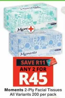 Checkers Moments 2-Ply Facial Tissues offer