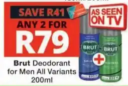 Checkers Brut Deodorant for Men All Variants offer