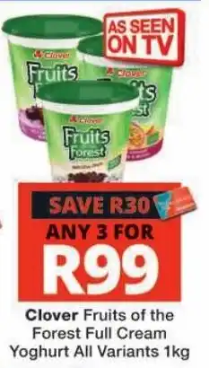 Checkers Clover Fruits of the Forest Full Cream Yoghurt offer