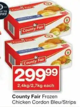 Checkers County Fair Frozen Chicken Cordon Bleu/Strips offer