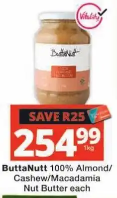 Checkers ButtaNutt 100% Almond/Cashew/Macadamia Nut Butter offer