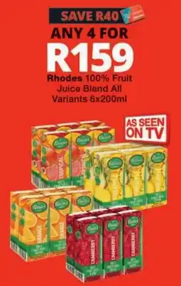 Checkers Rhodes 100% Fruit Juice Blend All Variants offer