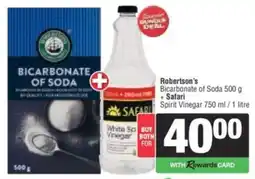 Spar Robertson's Bicarbonate of Soda + Safari Spirit Vinegar offer