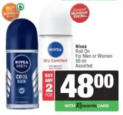 Spar Nivea Roll On For Men or Women Assorted offer