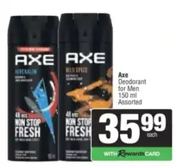 Spar Axe Deodorant for Men Assorted offer