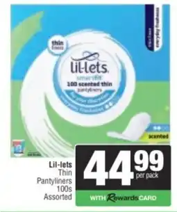 Spar Lil-lets Thin Pantyliners Assorted offer