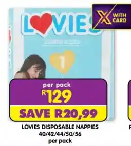 Shoprite LOVIES DISPOSABLE NAPPIES offer