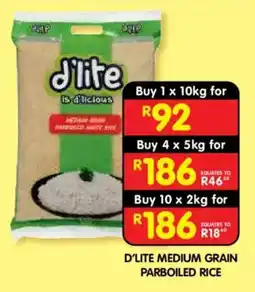 Shoprite D'LITE MEDIUM GRAIN PARBOILED RICE offer
