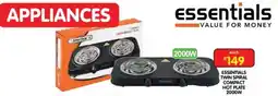 Shoprite Essentials Twin Spiral Compact Hot Plate offer