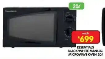 Essentials Black/White Manual Microwave Oven