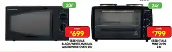 Shoprite ESSENTIALS BLACK/WHITE MANUAL MICROWAVE OVEN offer