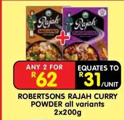 Shoprite ROBERTSONS RAJAH CURRY POWDER all variants 2x200g offer