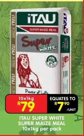 Shoprite ITAU SUPER WHITE SUPER MAIZE MEAL 10x1kg per pack offer