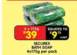 Shoprite SECUREX BATH SOAP 4x175g per pack offer
