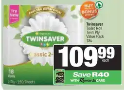 Spar Twinsaver Toilet Roll Twin Ply Value Pack 18s offer