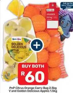 Pick n Pay PnP Citrus Orange Carry Bag 2.5kg V and Golden Delicious Apples 1.5kg offer