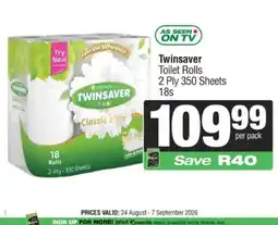 KwikSpar Twinsaver Toilet Rolls offer