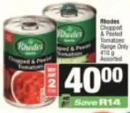 SuperSpar Rhodes Chopped & Peeled Tomatoes Assorted offer