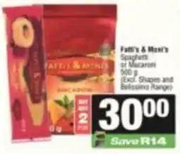 SuperSpar Fatti's & Moni's Spaghetti or Macaroni offer