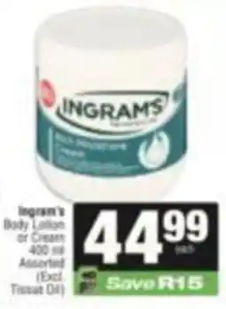 SuperSpar Ingram's Body Lotion or Cream Assorted offer