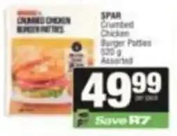 SuperSpar SPAR Crumbed Chicken Burger Patties Assorted offer