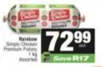 SuperSpar Rainbow Simply Chicken Premium Polony Assorted offer