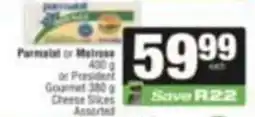 SuperSpar Parmalat or Melrose Gourmet Cheese Slices Assorted offer
