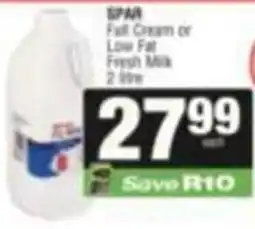 SuperSpar SPAR Full Cream or Low Fat Fresh Milk offer