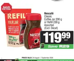 KwikSpar Nescafé Classic Coffee Jar Assorted offer