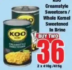 Boxer KOO Creamstyle Sweetcorn / Whole Kernel Sweetened In Brine offer