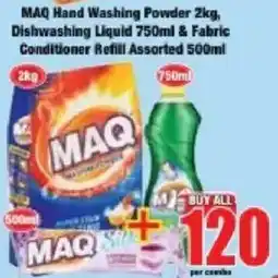 Boxer MAQ Hand Washing Powder & Dishwashing Liquid & Fabric Conditioner Refill Assorted offer
