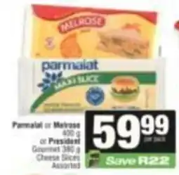 SuperSpar Parmalat or Melrose Cheese Slices Assorted offer