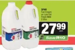 SuperSpar SPAR Full Cream or Low Fat Fresh Milk offer