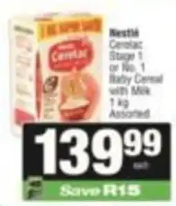 SuperSpar Nestle Cereals Stage 1 or No. 1 Baby Cereal with Milk Assorted offer
