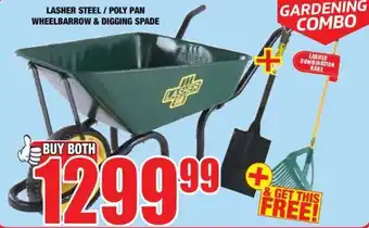 Lasher Steel / Poly Pan Wheelbarrow & Digging Spade