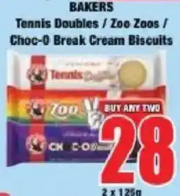Boxer Bakers Tennis Doubles / Zoo Zoos / Choc-O Break Cream Biscuits offer