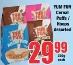 Boxer YUM FUN Cereal Puffs / Hoops Assorted offer