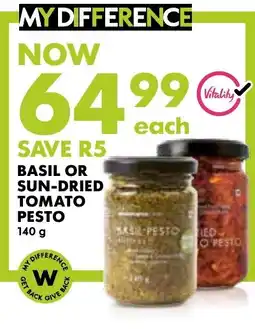 Woolworths Basil or Sun-Dried Tomato Pesto offer
