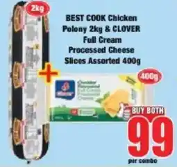 Boxer BEST COOK Chicken Polony & CLOVER Full Cream Processed Cheese Slices Assorted offer
