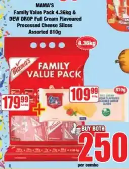 Boxer Mama's Family Value Pack & Dew Drop Full Cream Flavoured Processed Cheese Slices Assorted offer