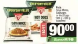 SuperSpar Fry's Soya Mince, Sausages or Hot Dogs Assorted offer